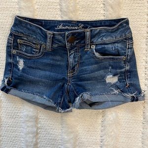 American Eagle super stretch distressed jean shorts